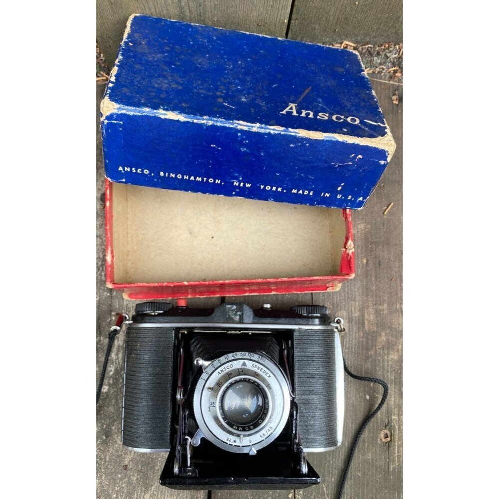 Vintage 1953 Ansco B2 Speedex 120 Film Camera 85mm F4.5 Lens Anastigmat WITH BOX - Picture 2 of 14